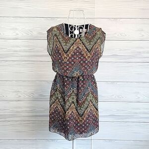 Sweet Storm midi dress multi pattern chevron print Women's Size S